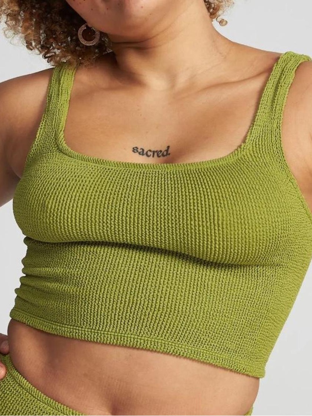 Youswim Lime Green Cropped Knit Swim Top